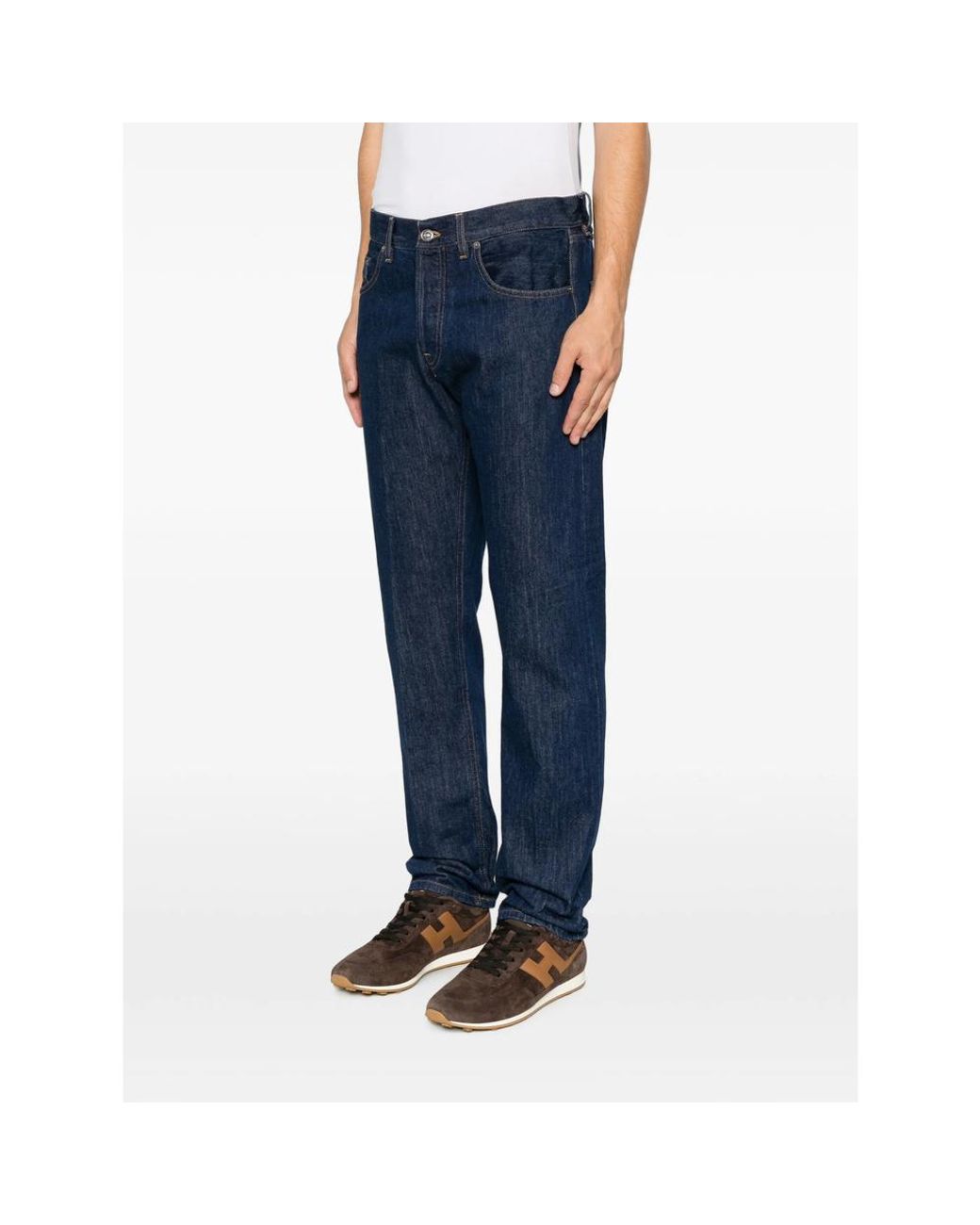 Dondup Blue Logo-Plaque Straight-Leg Jeans for men