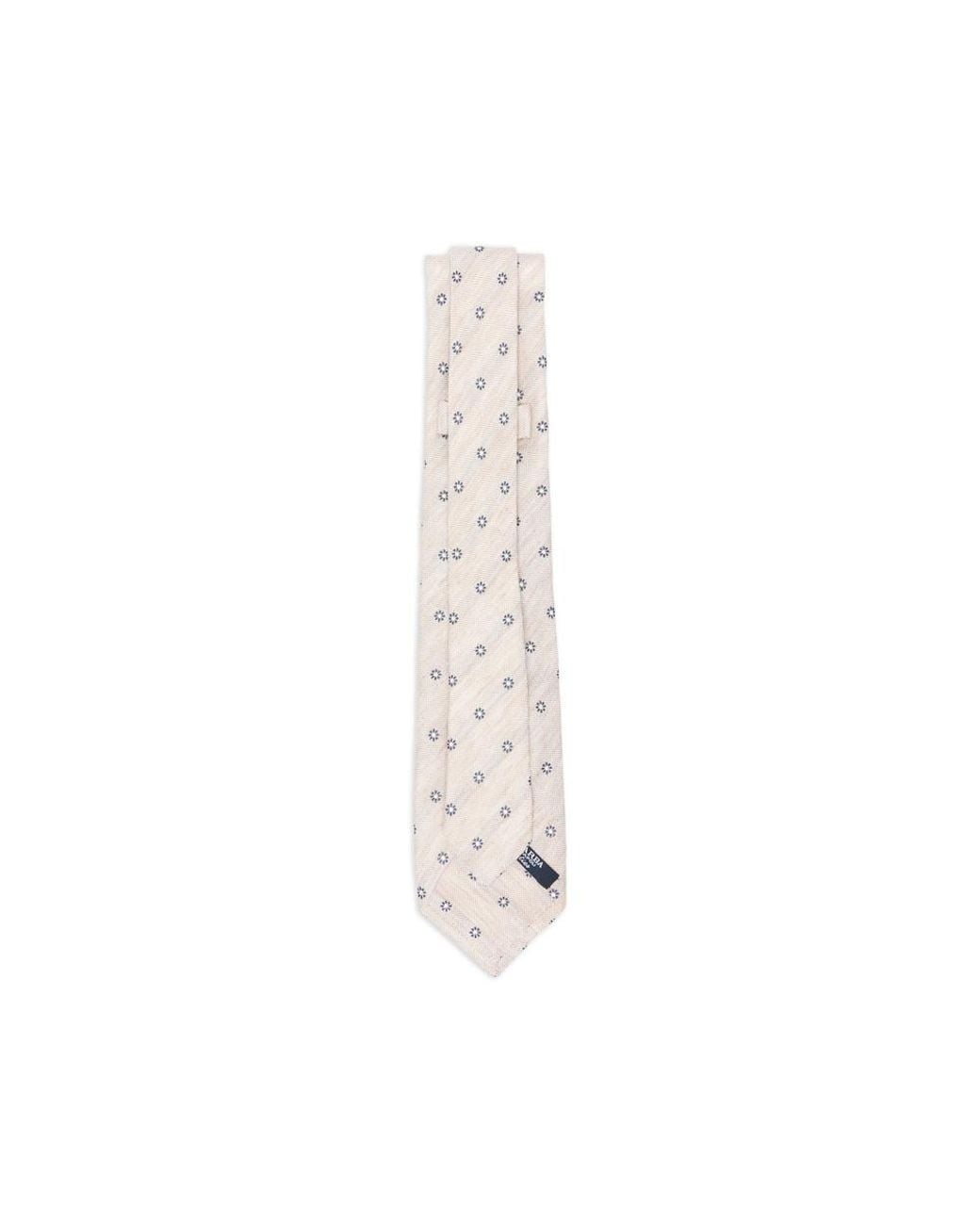 Barba Napoli White Floral-Pattern Tie for men