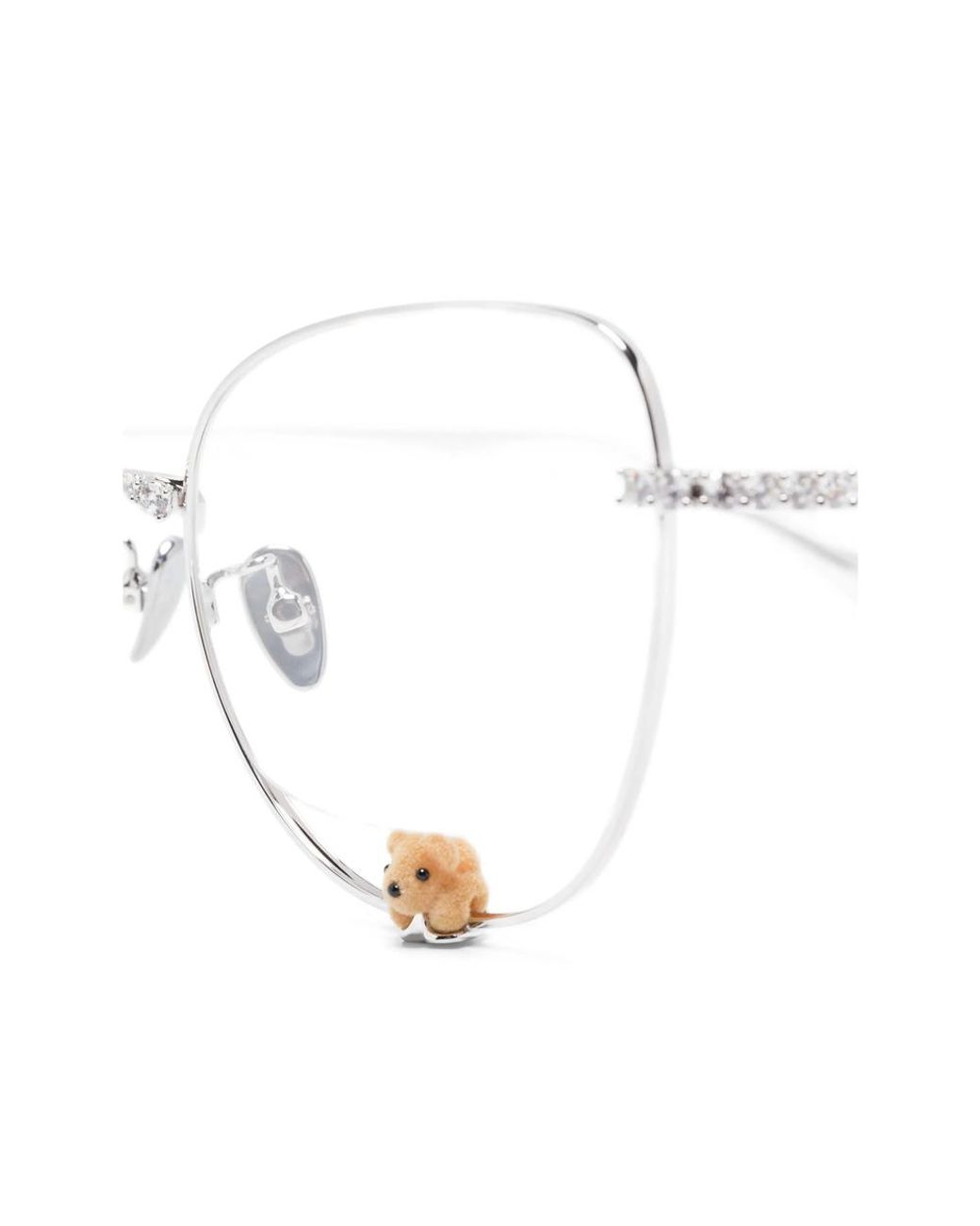 YVMIN White Paradise Flocked-Bear Cat-Eye Glasses