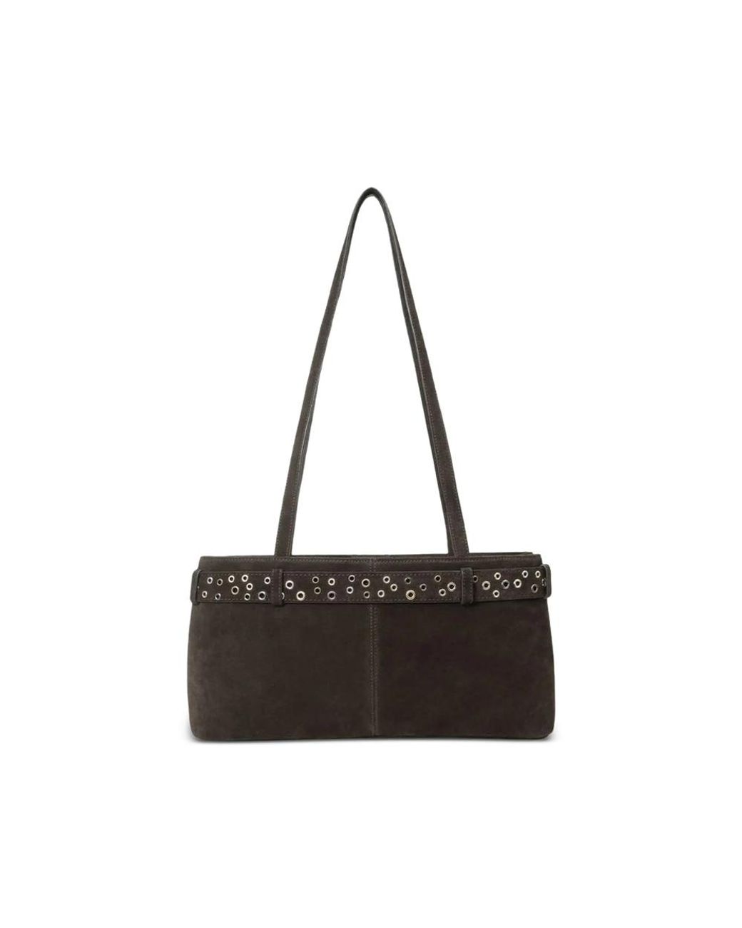 OSOI Black Brocle Eyelet-Embellished Buckled Shoulder Bag