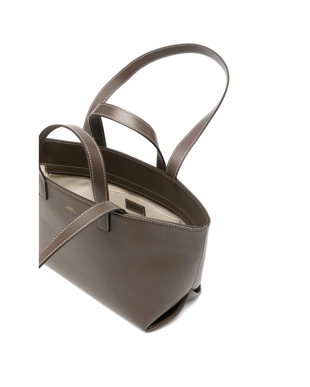 A.P.C. Black A. P.C. Small Drummer Logo-Print Leather Tote Bag