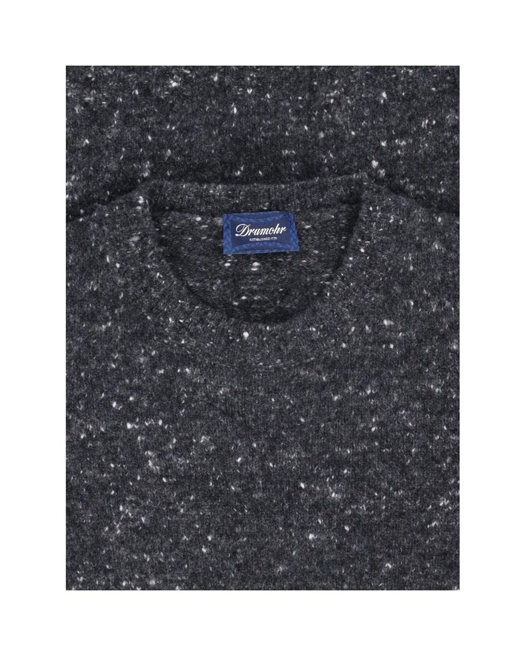 Drumohr Blue Flecked-Knit Crew-Neck Sweater for men
