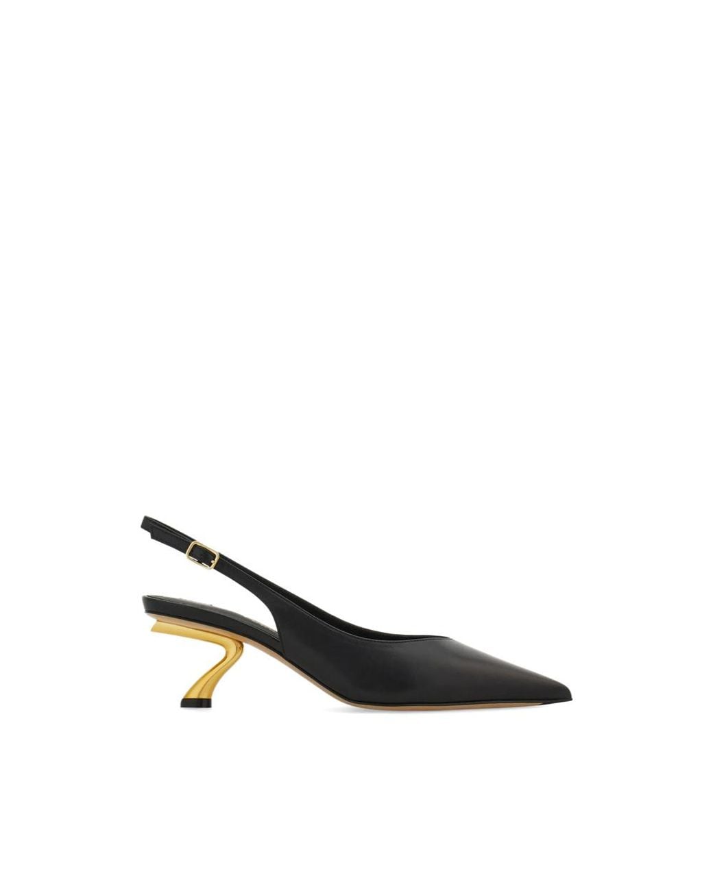Ferragamo Black Slingback Shoes Pointed-Toe Leather