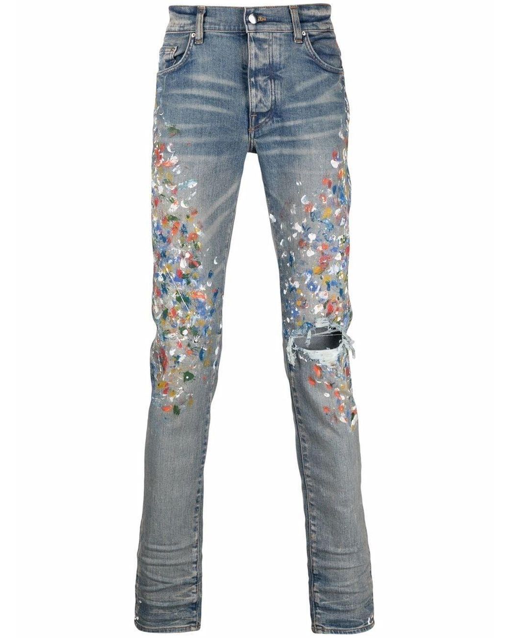 Amiri Denim Paint-splattered Skinny 