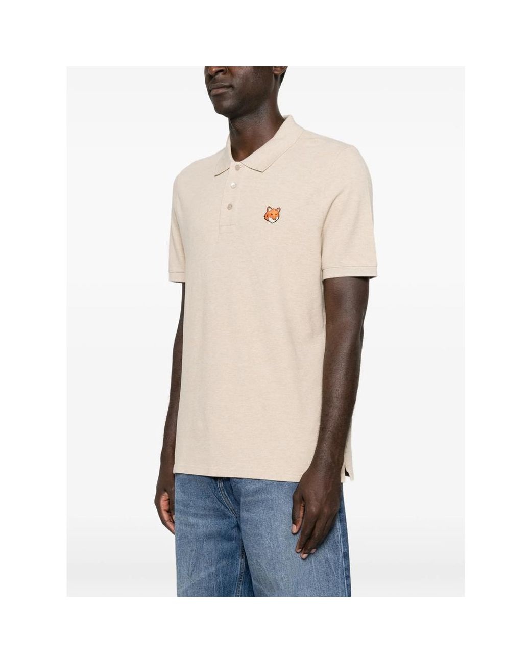 Maison Kitsuné Natural Fox Head Patch Polo Shirt for men