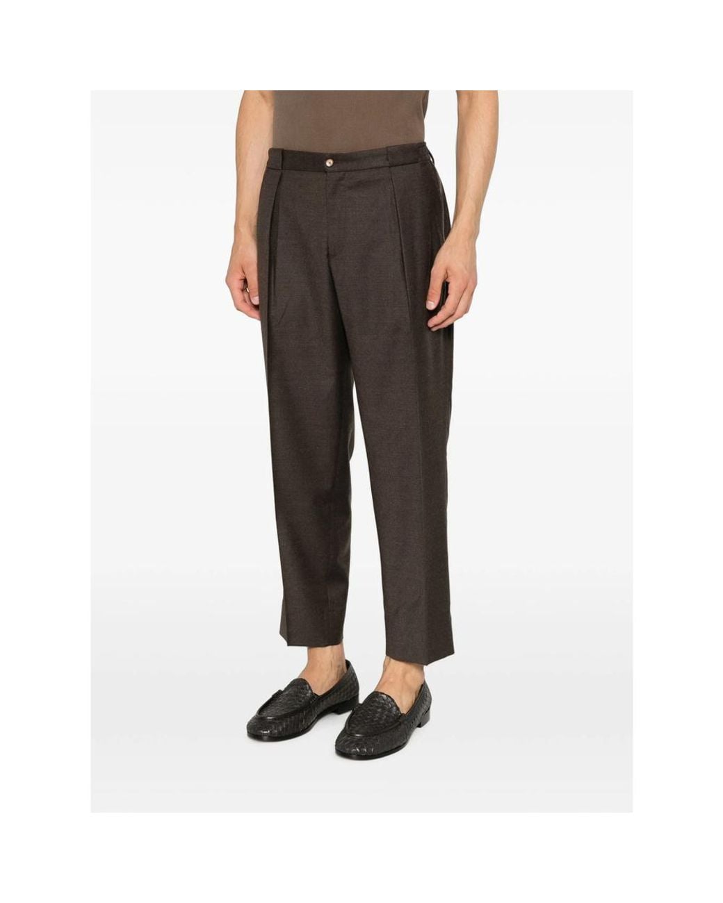 Briglia 1949 Gray Portobellos Pleated Pressed-Crease Trousers for men