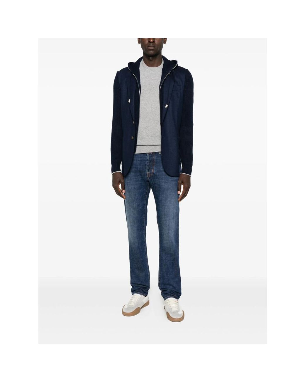 Fileria Gray Round-Neck Cashmere Sweater for men