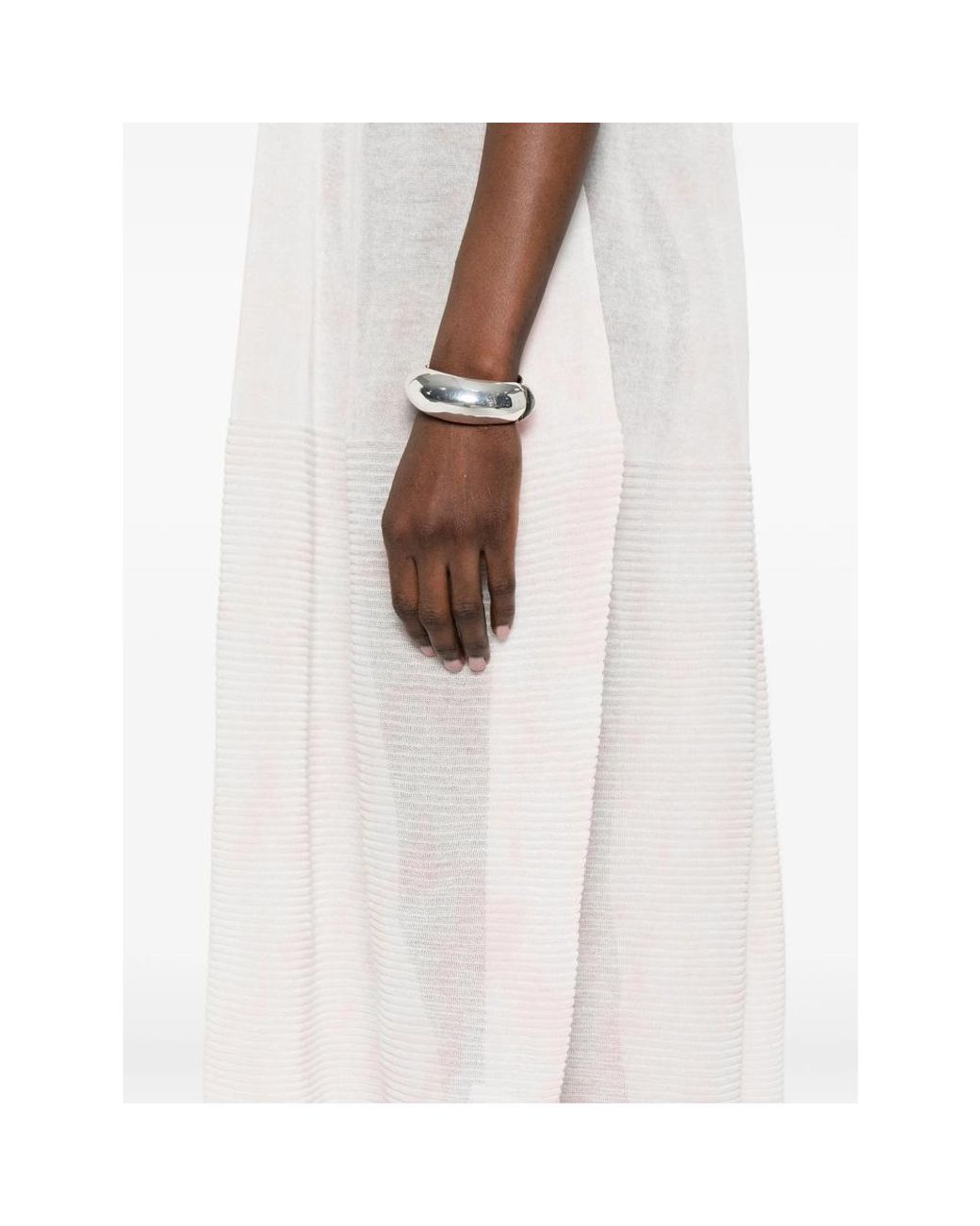 CFCL White Plissé Sleeveless Midi Dress