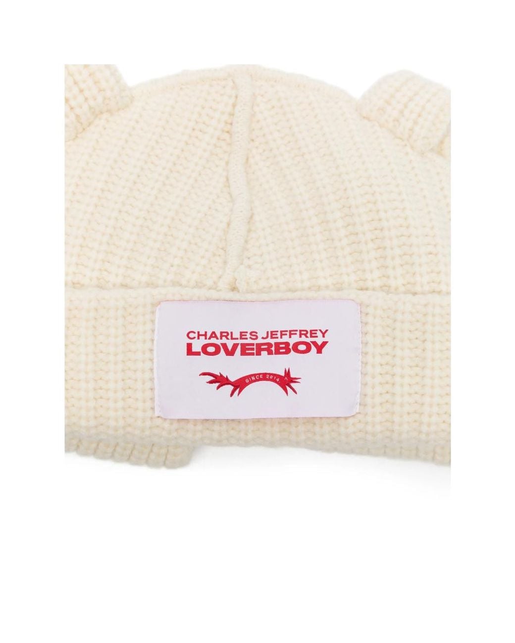 Charles Jeffrey White Side-Ear Logo-Path Beanie Hat for men