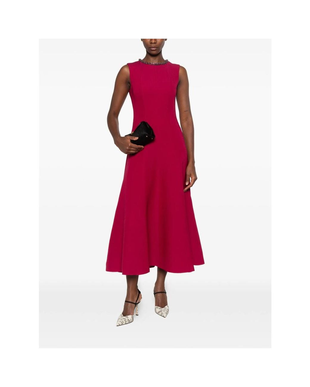 Roland Mouret Crystal-Embellished Flared Midi Dress