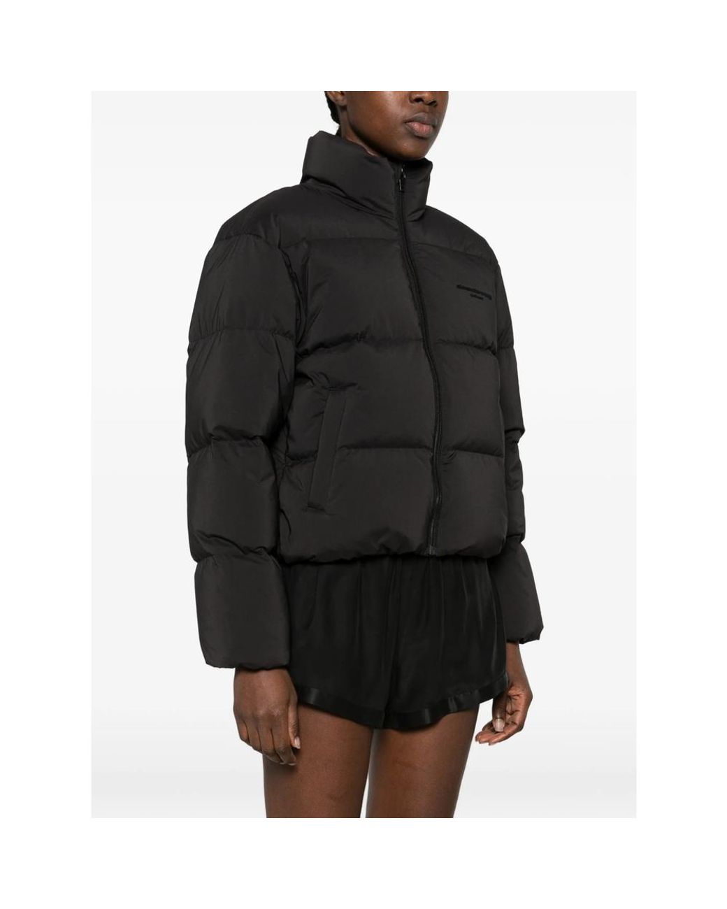 Alexander Wang Black Cropped Channel Puffer Jacket