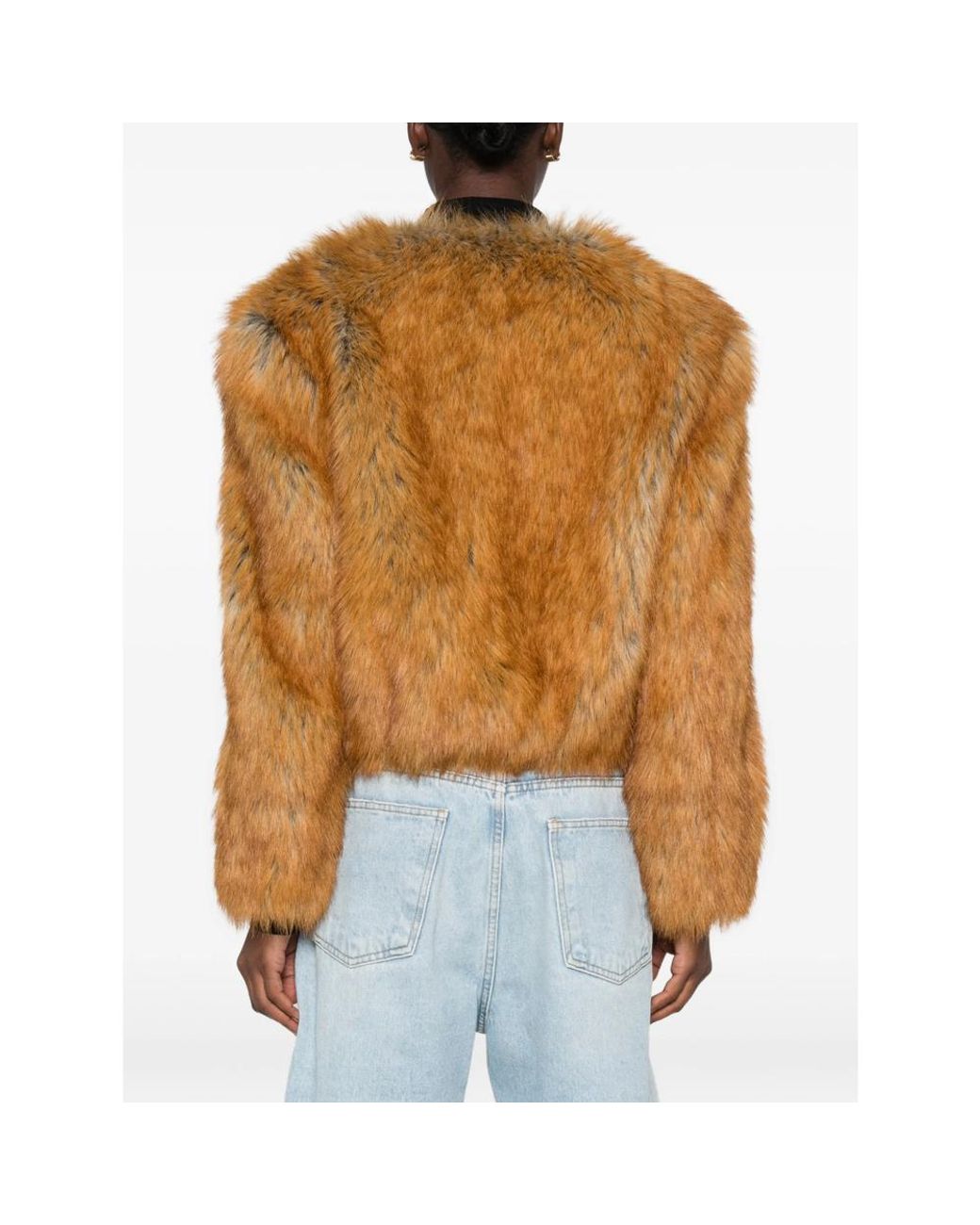 STAND Brown Karly Faux-Fur Collarless Jacket