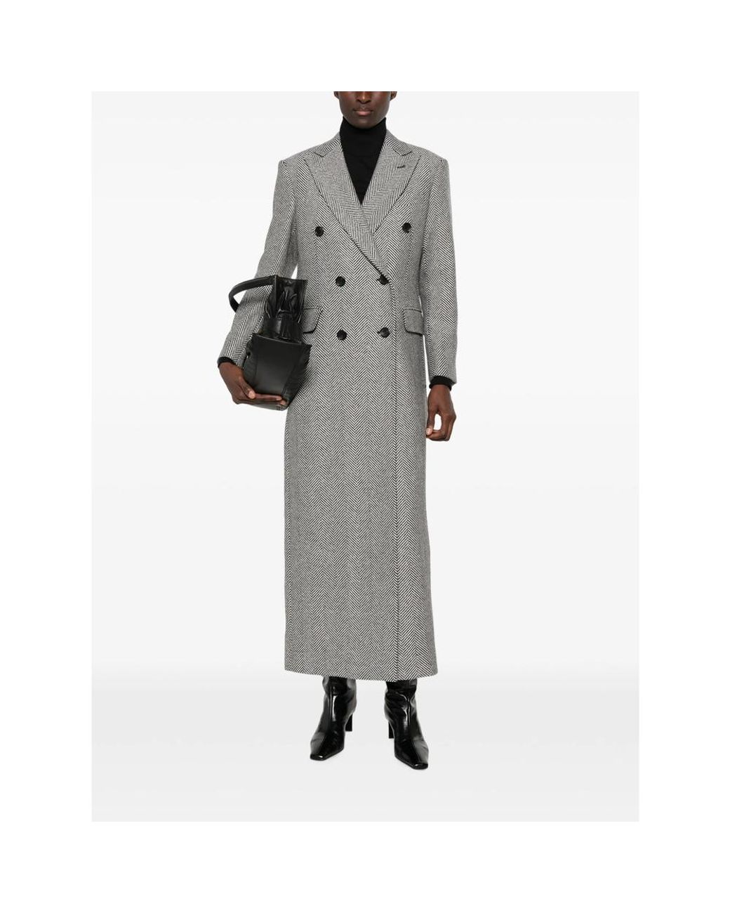 Eraldo Gray Herringbone Double-Breasted Coat
