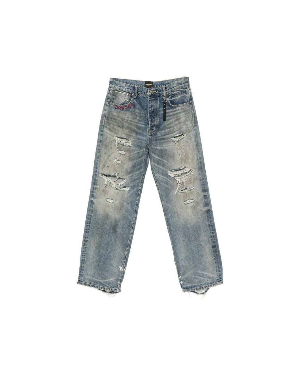 DAGGER Blue Distressed Wide-Leg Jeans for men