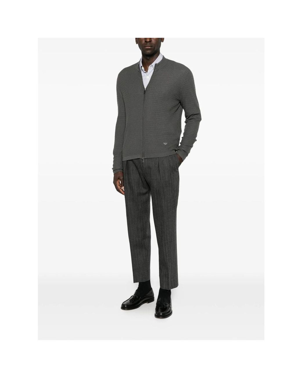 Briglia 1949 Gray Herringbone Pleated Trousers for men