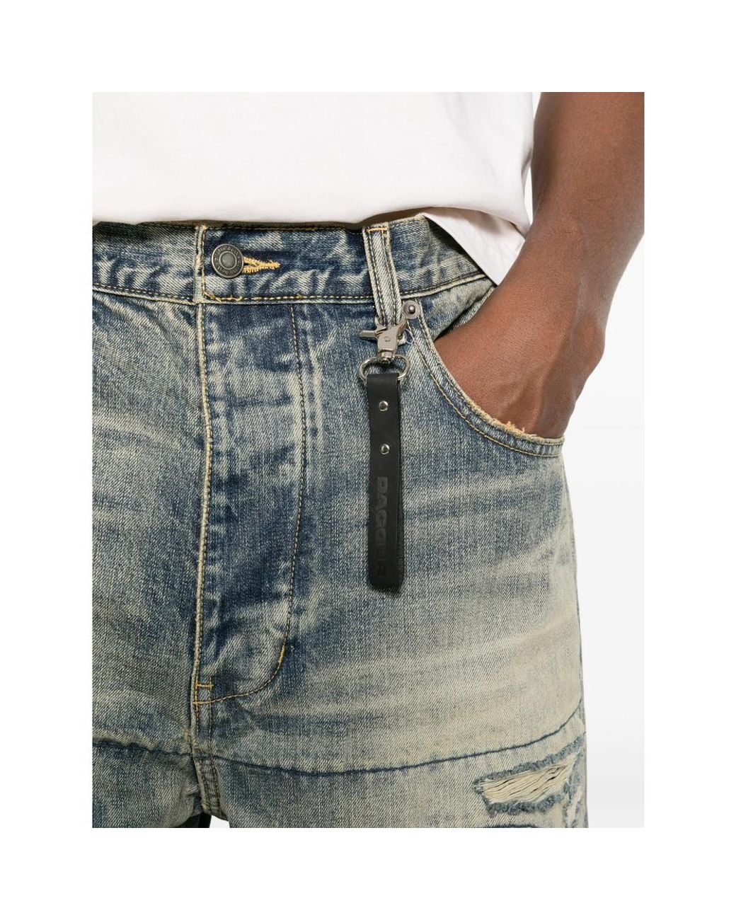 DAGGER Gray Mended-Patchwork Jeans for men