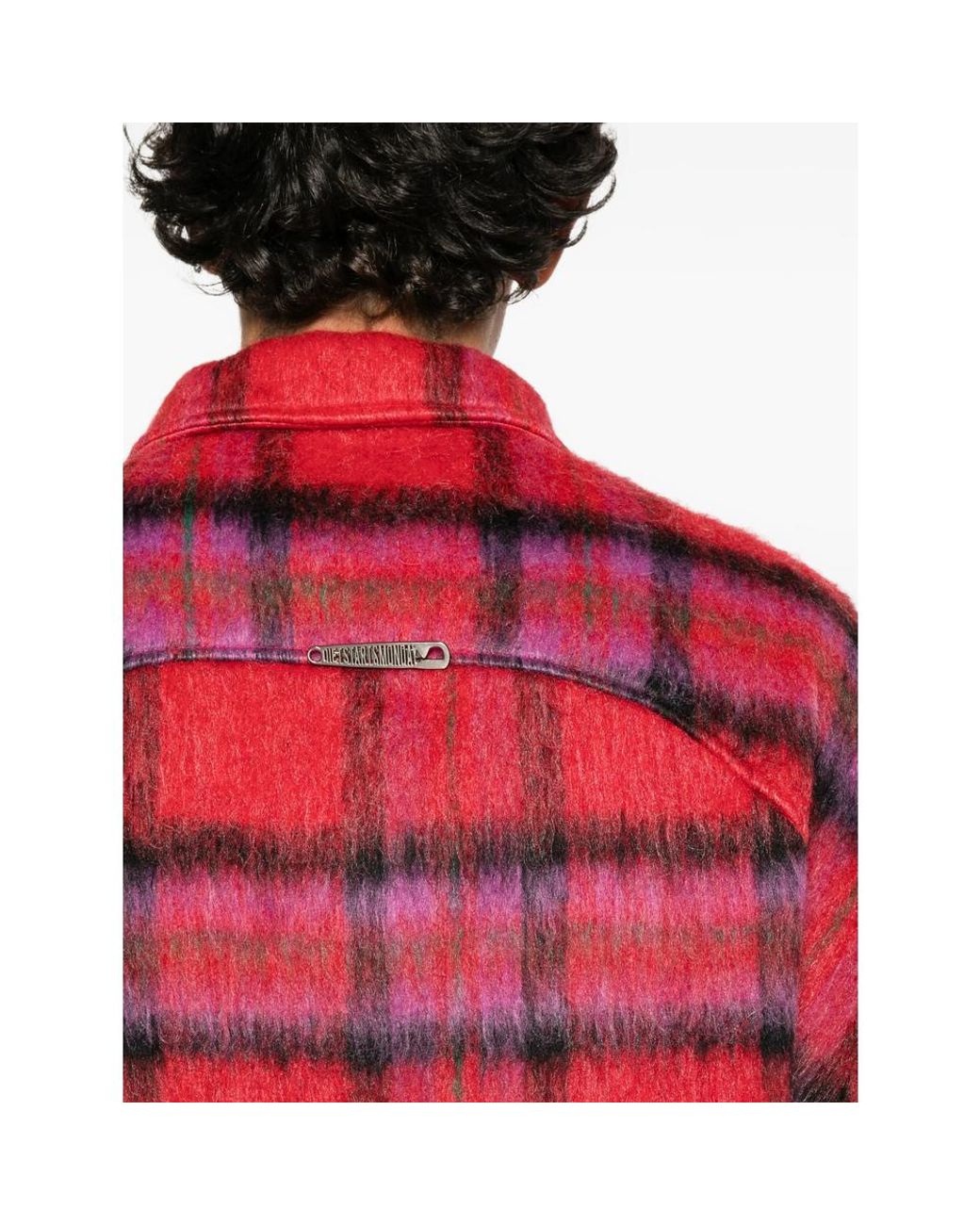 DIET STARTS MONDAY Red Check-Pattern Oversized Shirt for men