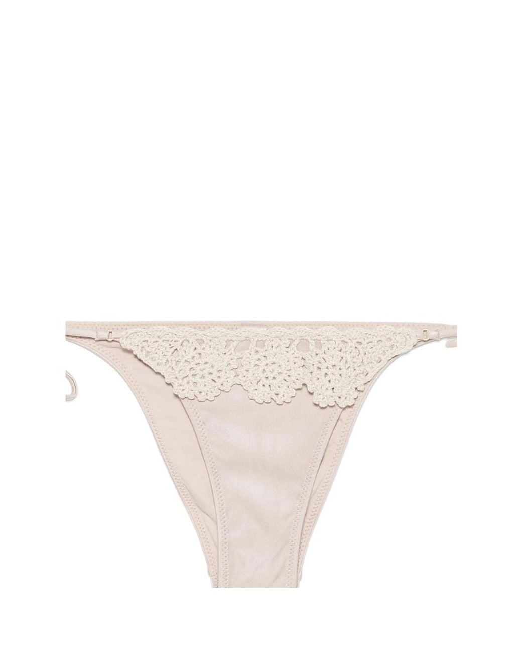 Frankie's Bikinis White Mackenzie Crochet-Trim Side-Tie Bikini Bottoms