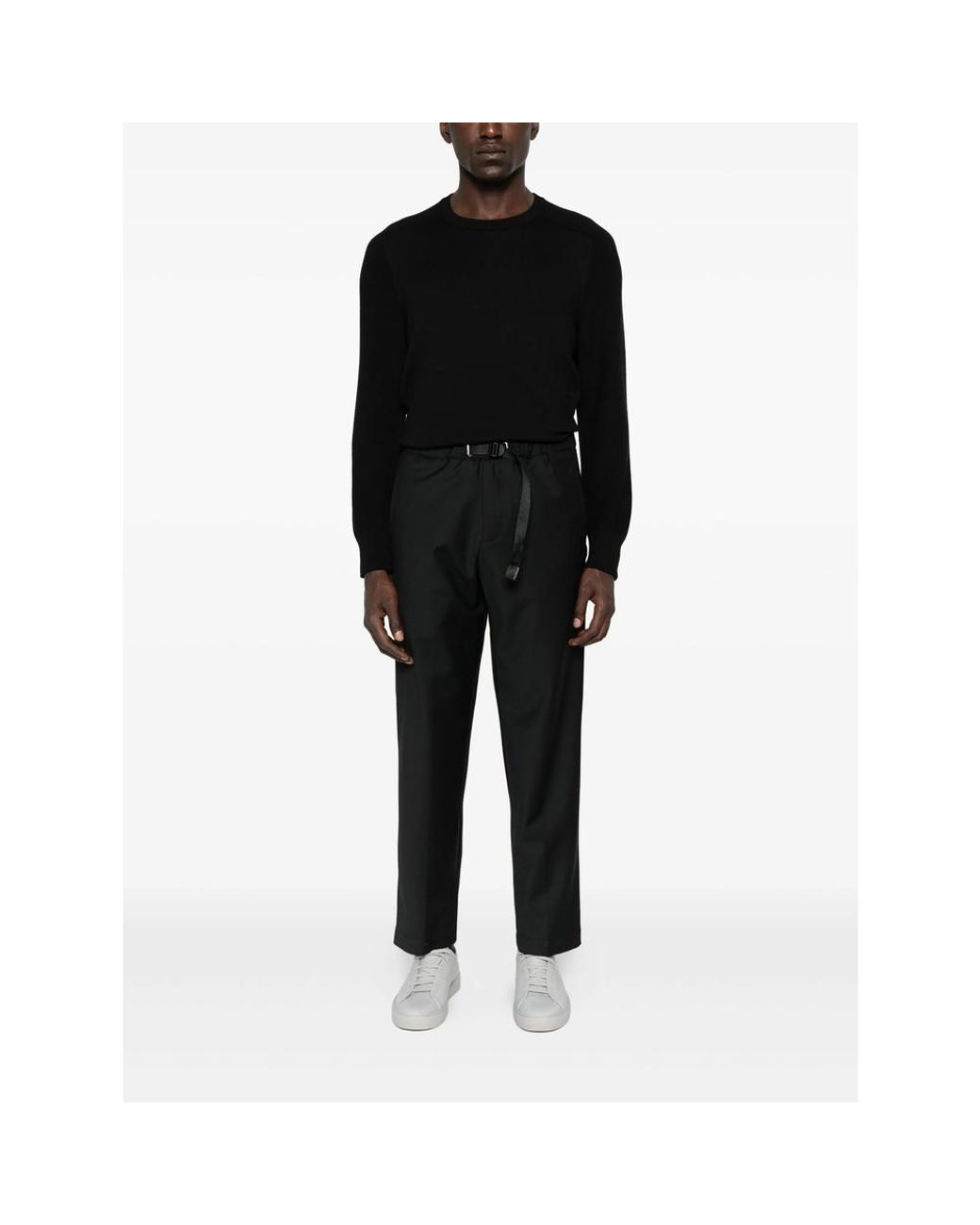 La Fileria Black Ribbed Crew-Neck Sweater for men