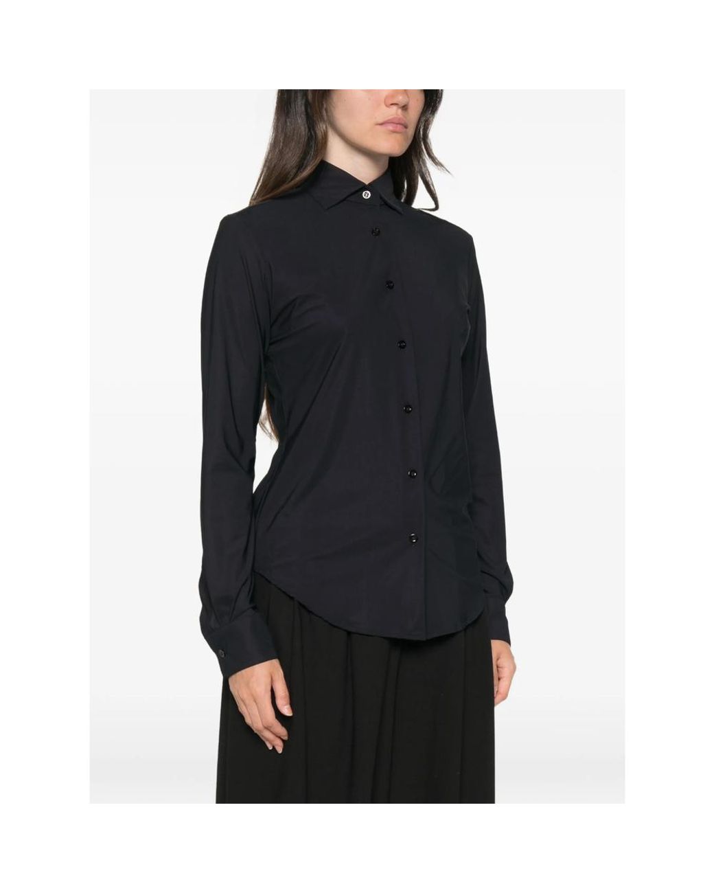 CAMICERIA MAZZARELLI Black Button-Up Long-Sleeve Shirt