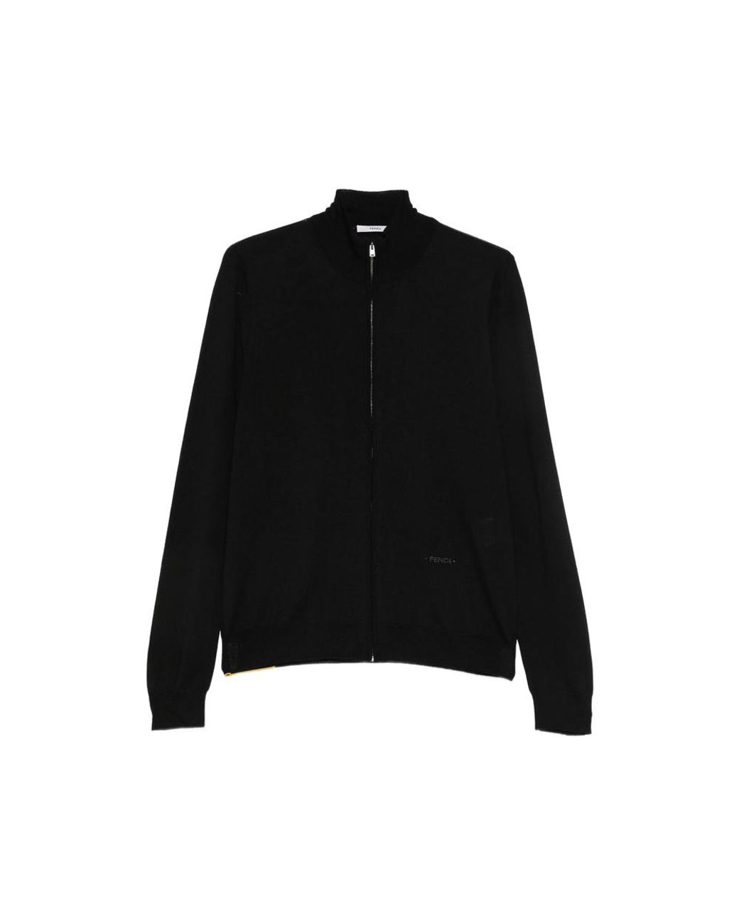 Fendi Black Zip-Up High-Neck Sweater for men