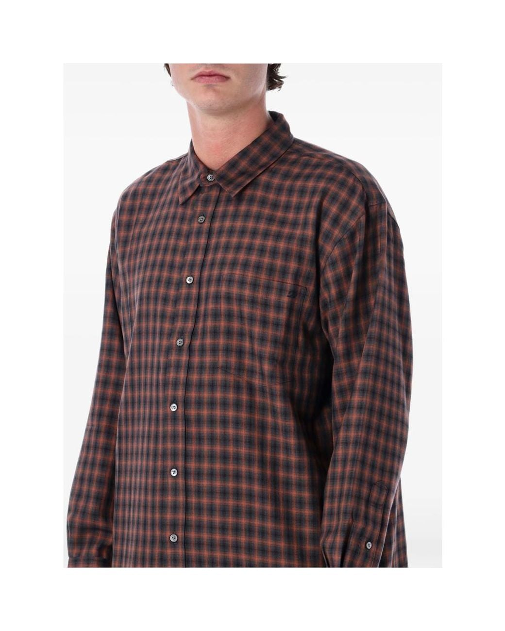DUNST Brown Check-Print Long-Sleeve Shirt for men