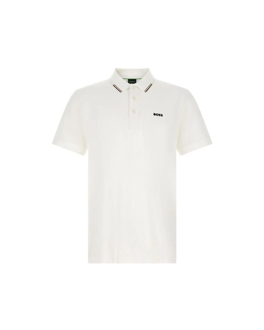 Boss White Swing Paddy Logo-Print Polo Shirt for men
