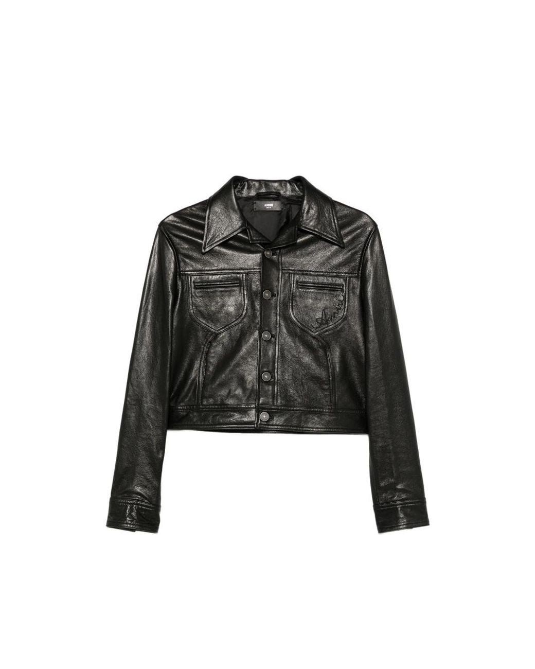 Amiri Black Button-Up Leather Jacket