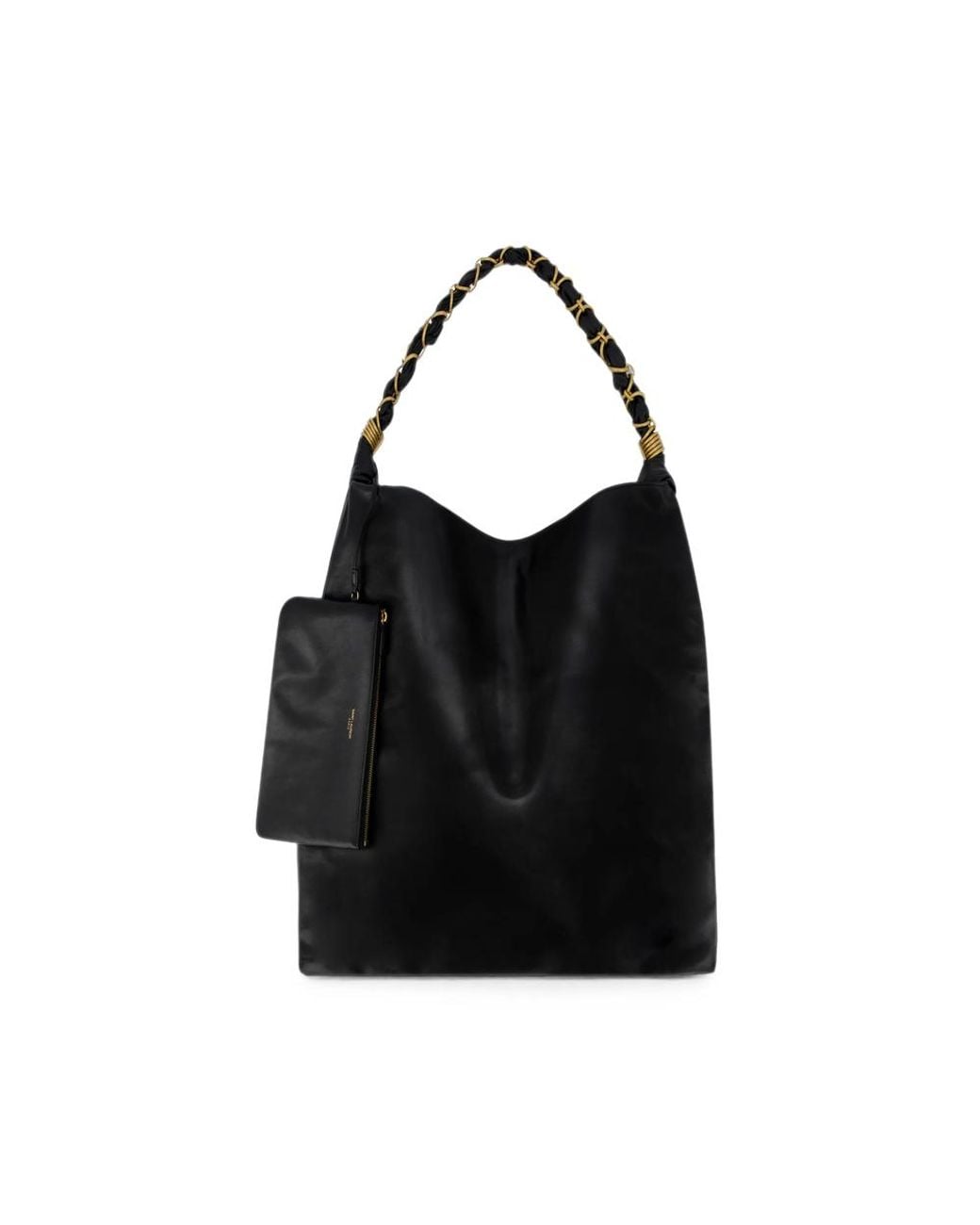 Saint Laurent Black Ysl-Plaque Chain-Link Tote Bag