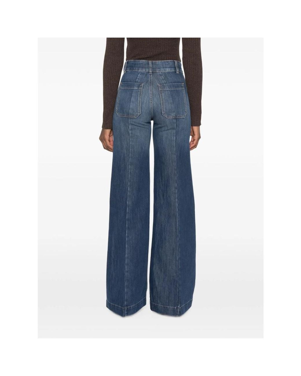Seafarer Blue Patch-Pocket Wide-Leg Jeans