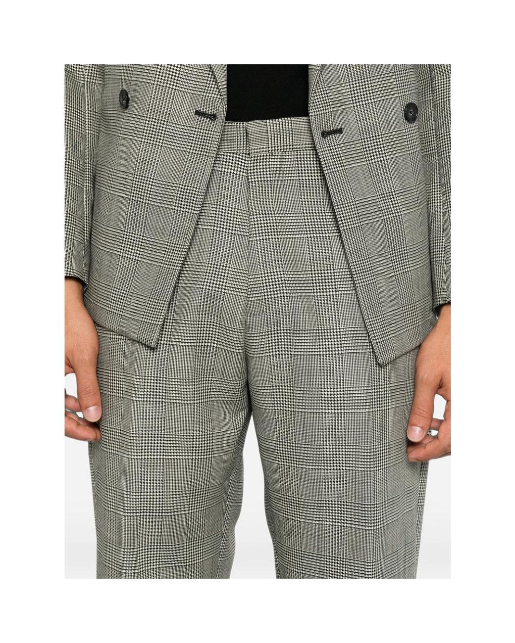 época Gray Prince Of Wales Check Double-Breasted Suit for men
