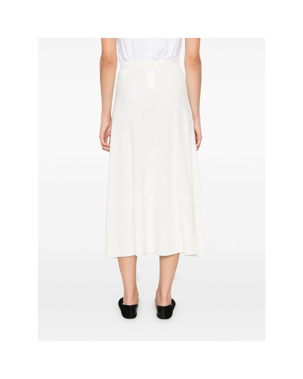 Fabiana Filippi White Knitted A-Line Midi Skirt