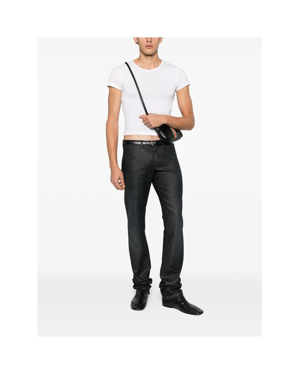 Gucci Black Logo-Patch Straight-Leg Jeand for men