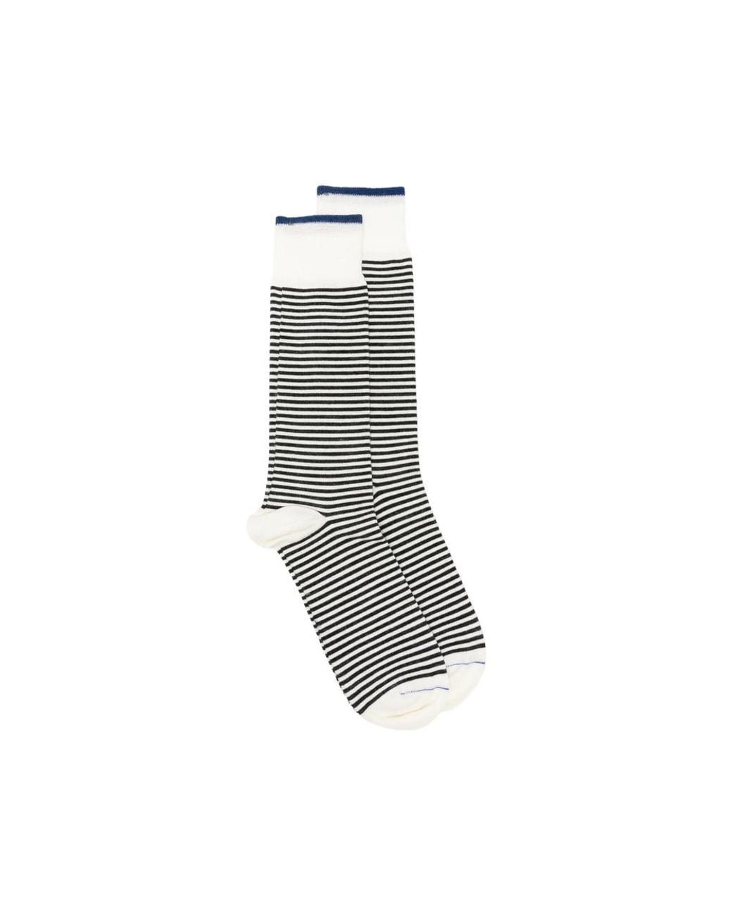ANT45 Gray Thin Short Striped Ribbed-Trim Socks for men
