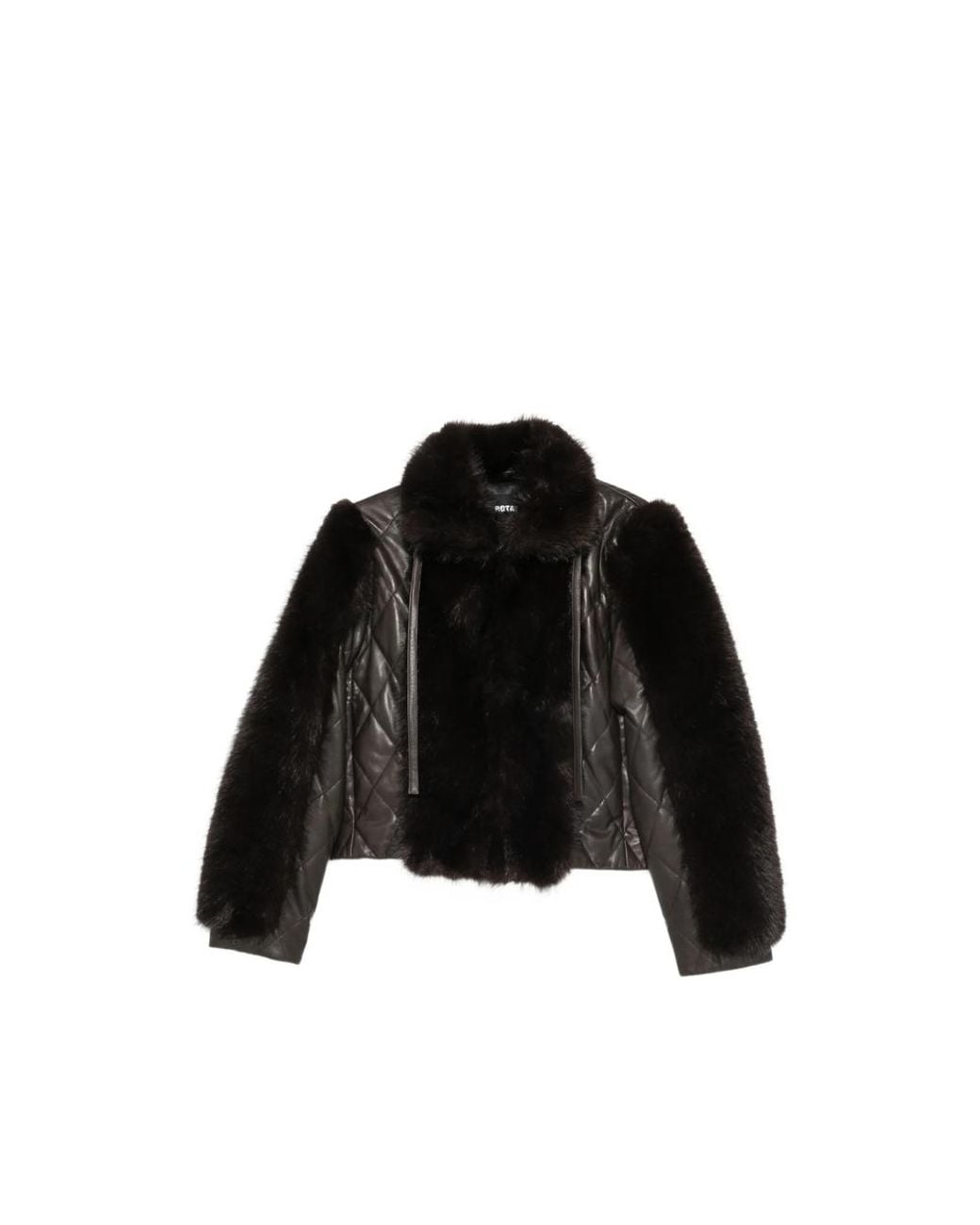 ROTATE BIRGER CHRISTENSEN Black Faux Fur-Trimmed Quilted Leather Jacket