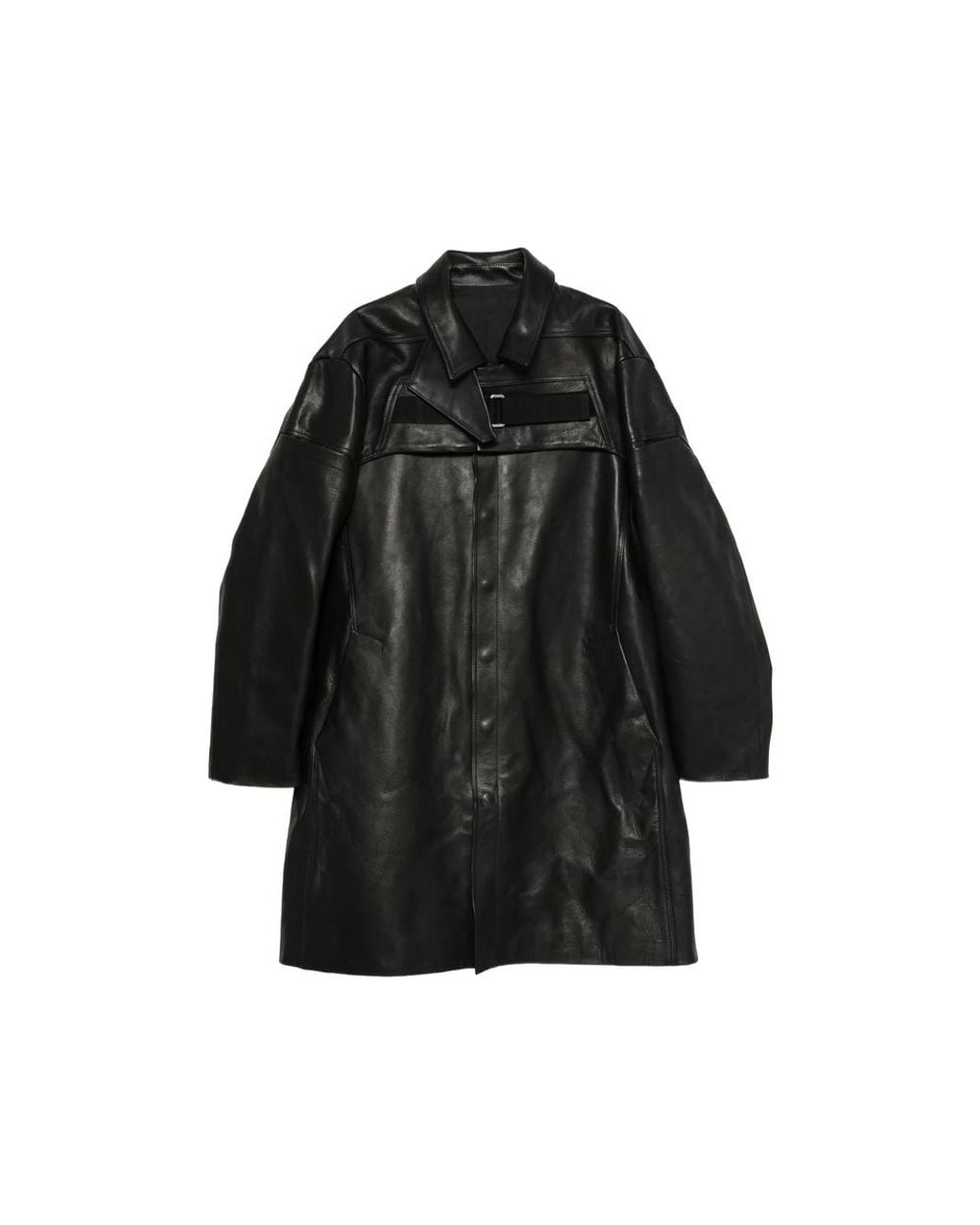 Rick Owens Black 2 Piece Mac Leather Longline Coat for men