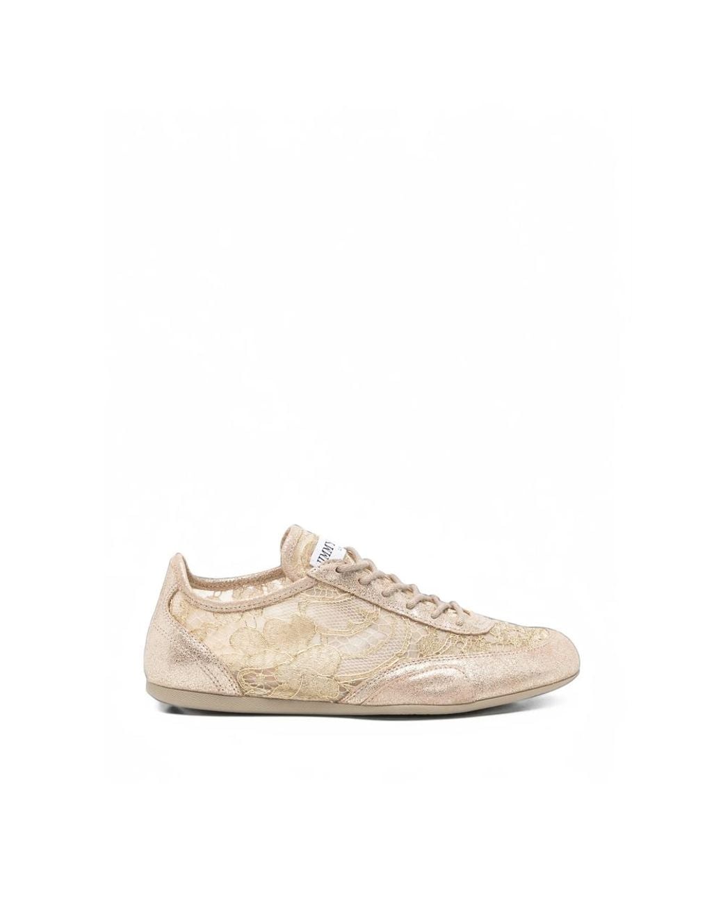 Jimmy Choo Natural Lace-Panelled Metallic Sneakers