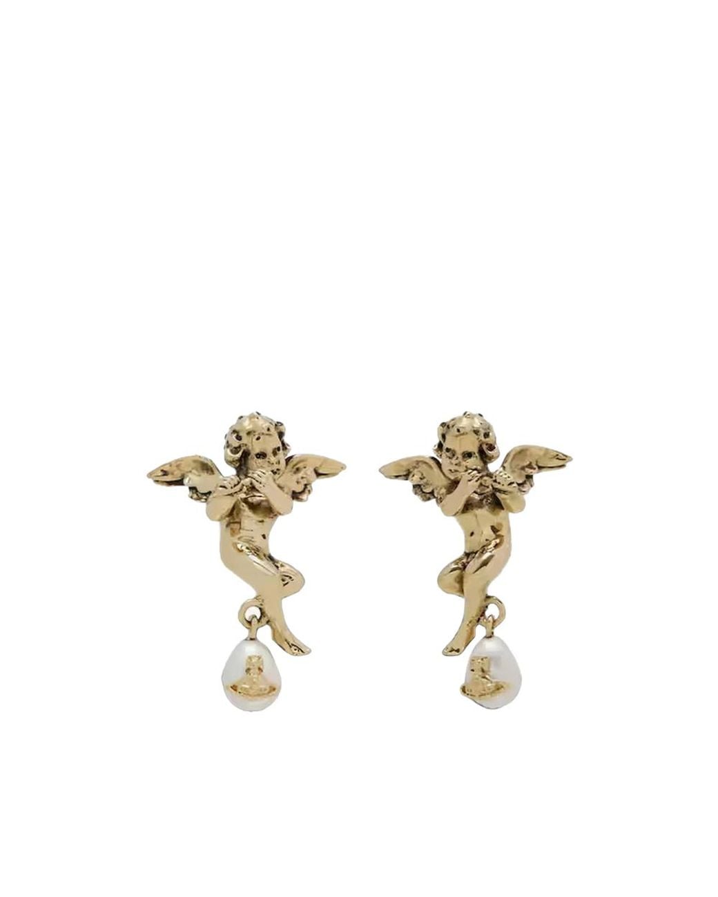 Vivienne Westwood Metallic Putti Pearl-Drop Earrings