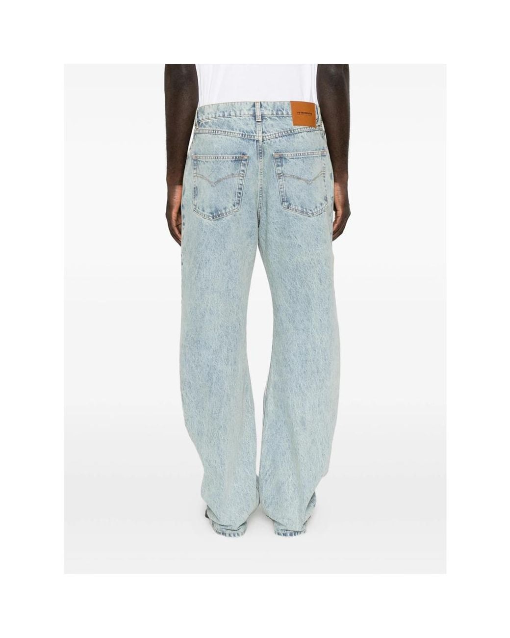 Vetements Blue Logo-Print Loose-Fit Jeans for men