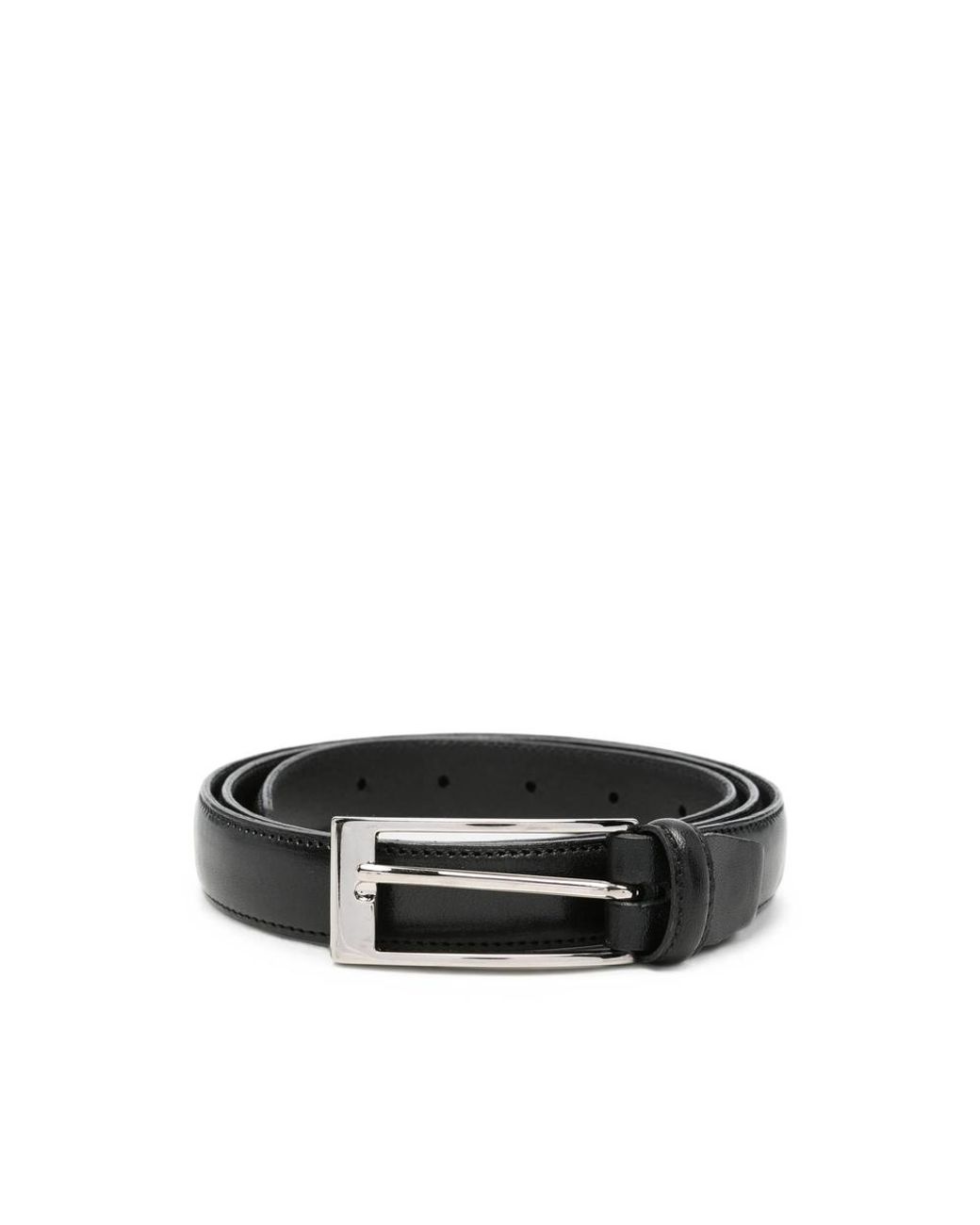 Eraldo Black Rectangular-Buckle Leather Belt for men