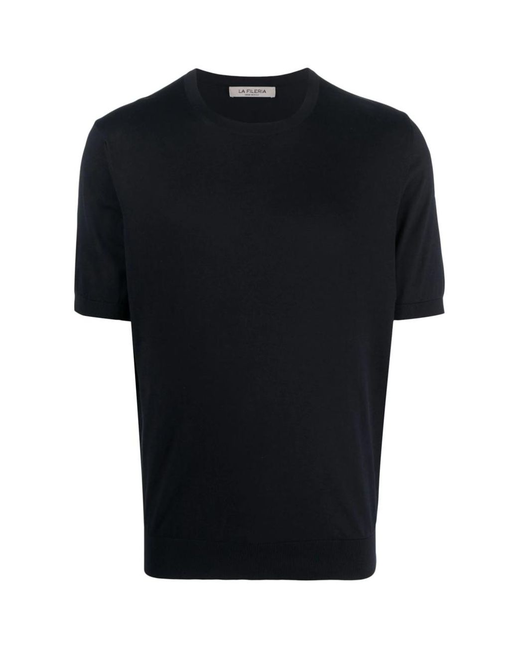 La Fileria Black Short-Sleeved Cotton Jumper for men