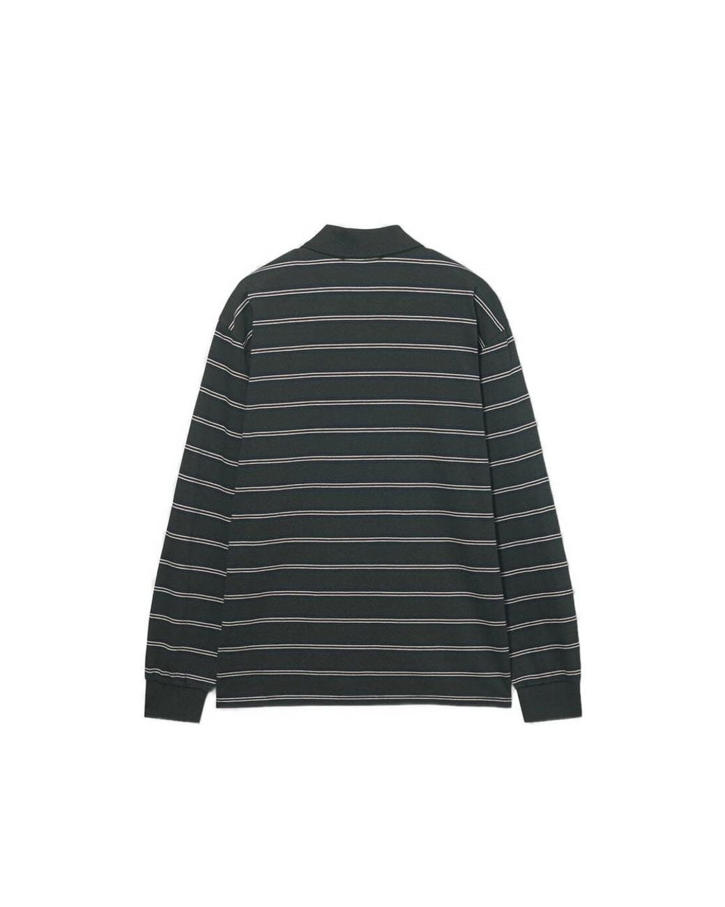 DUNST Green Striped Long-Sleeve Polo Shirt for men