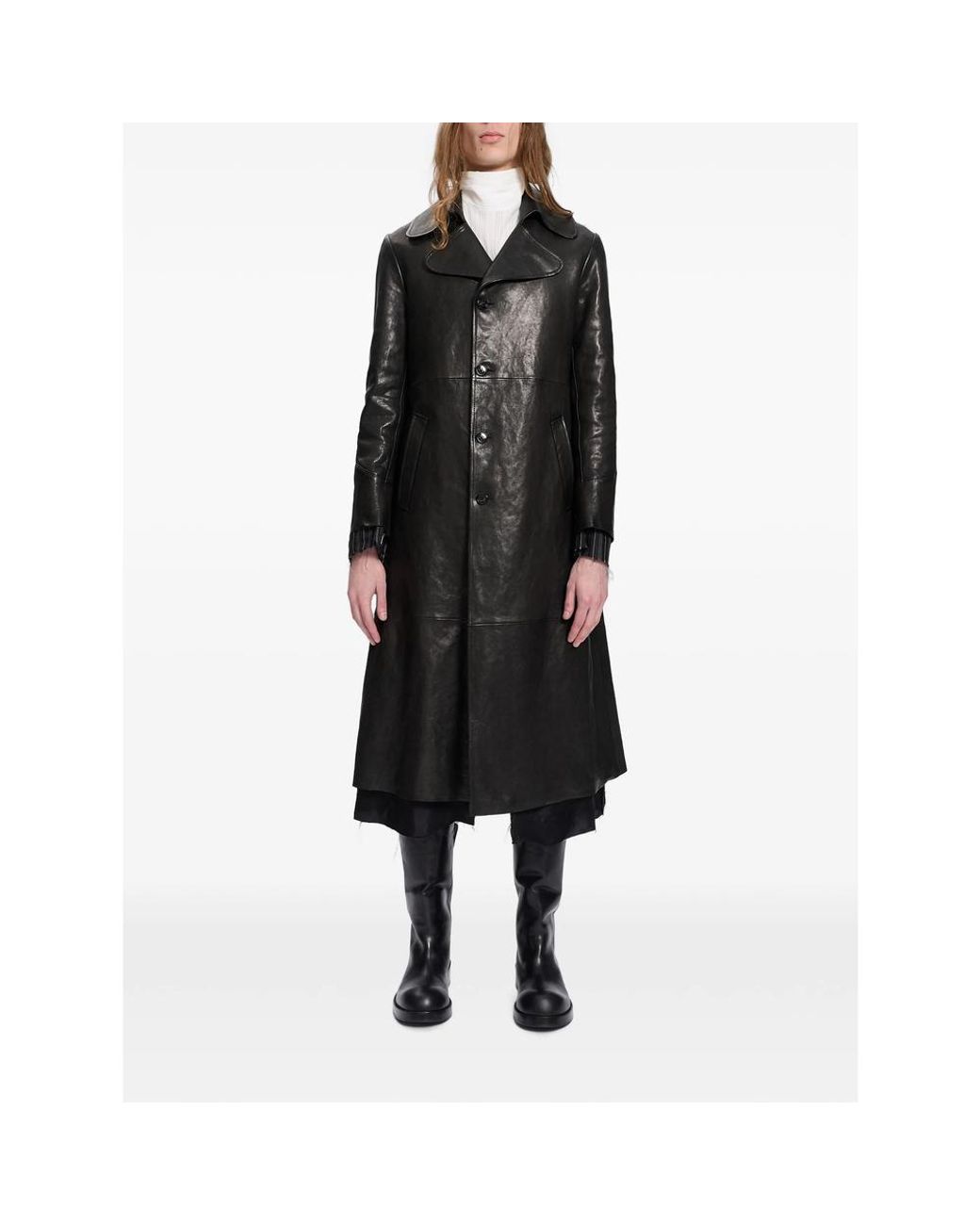 Ann Demeulemeester Black Lionel Leather Coat for men