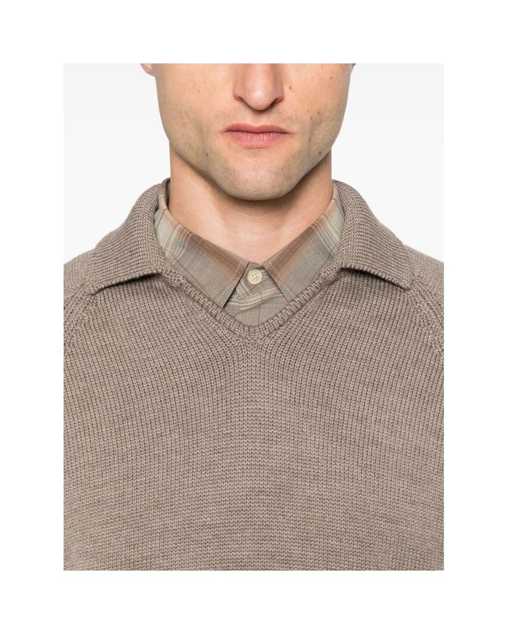 ZANONE-SLOWEAR Brown Polo-Neck Wool Sweater for men