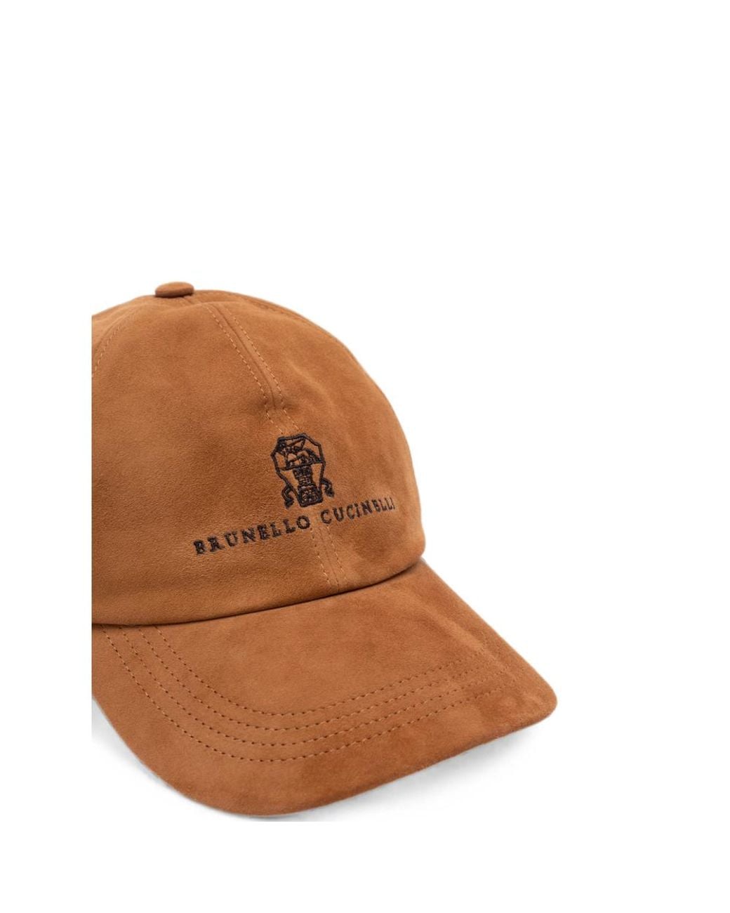 Brunello Cucinelli Brown Suede Baseball Cap With Embroidered Logo for men