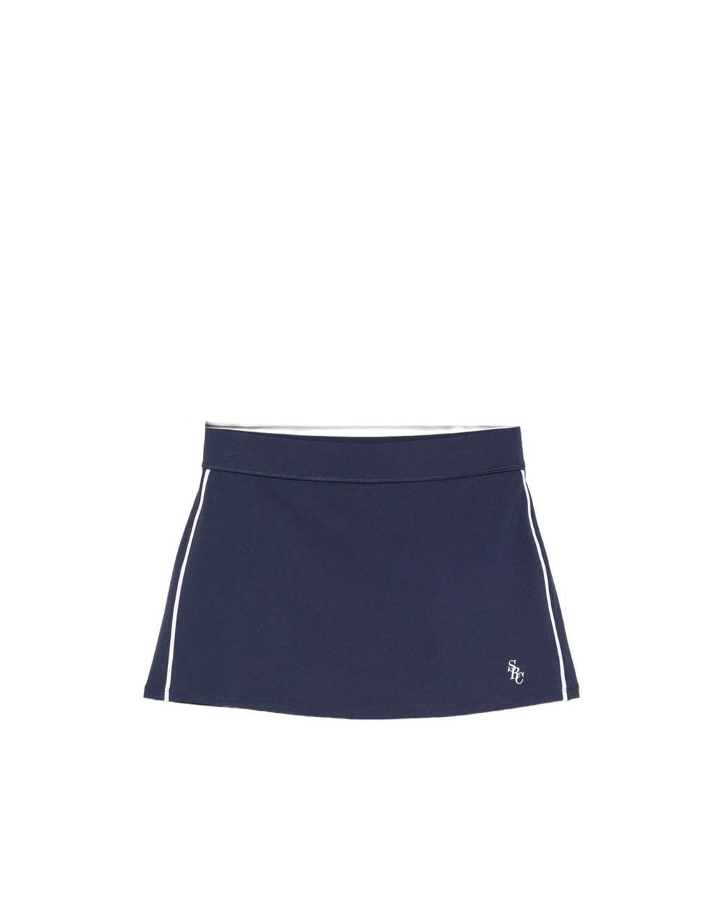 Sporty & Rich Blue Logo-Embroidered Contrast-Trim Tennis Mini Skirt