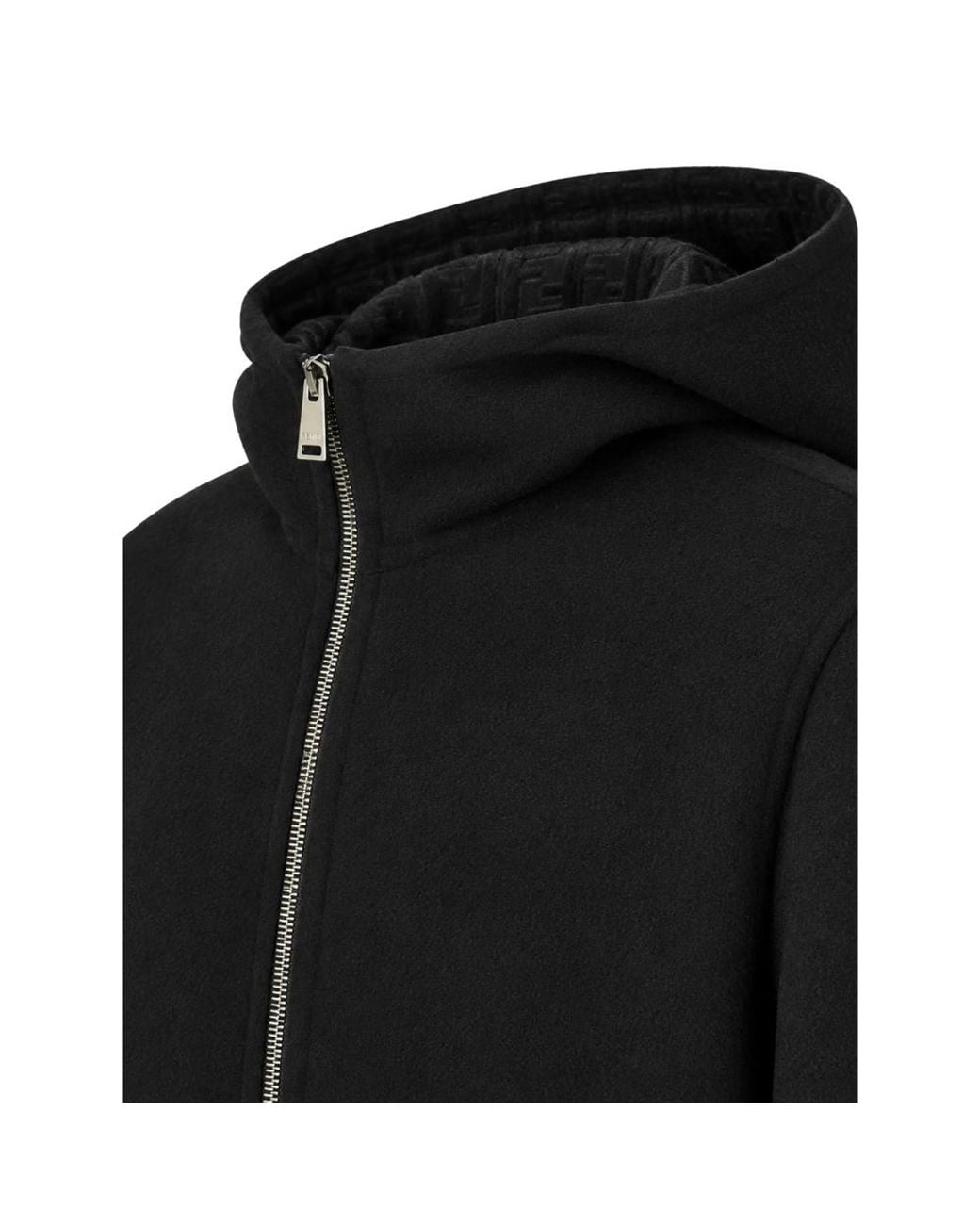 Fendi Black Zip-Up Hooded Hoodie for men