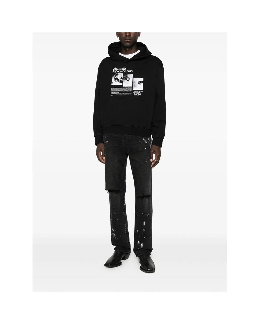 Purple Brand Black Ripped Paint Jeans for men