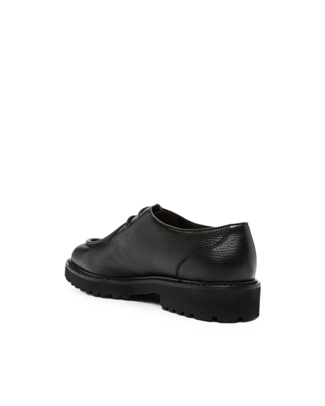 Doucal's Black Grained Leather Derby Shoes for men