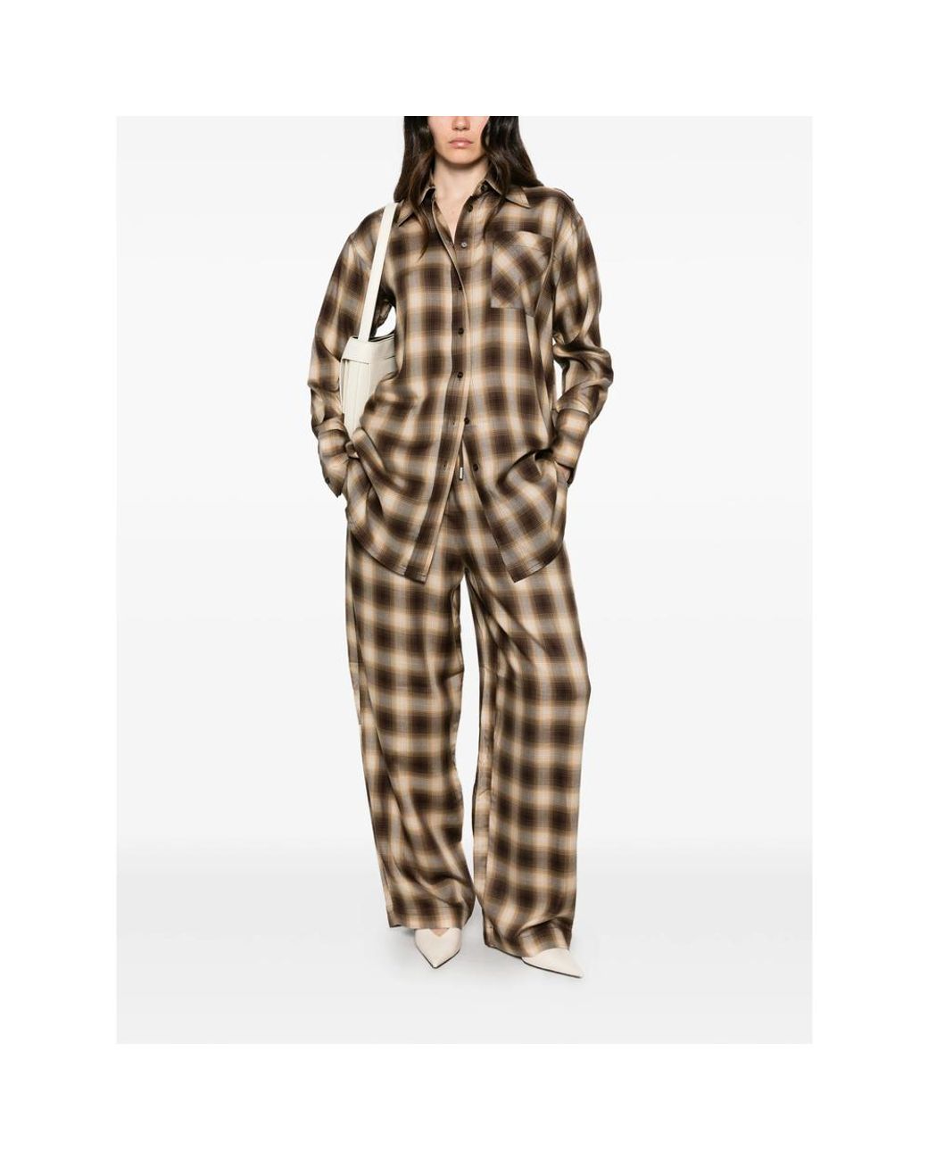 Co. Metallic Plaid-Check Drawstring-Waist Trousers